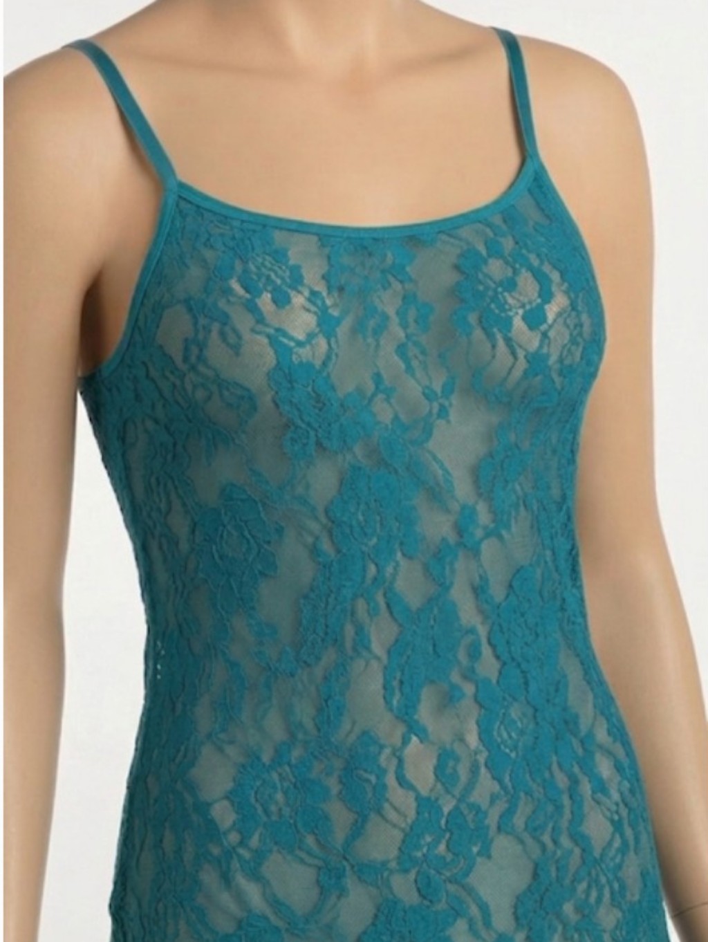 Natori Camisole Y2k Sheer Lace Stretch Mesh Floral 142050 Spaghetti Strap Teal M